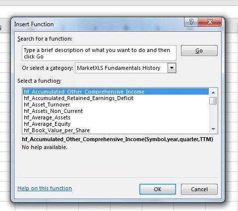 Calculate Piotroski F-Score In Excel Using Marketxls - MarketXLS