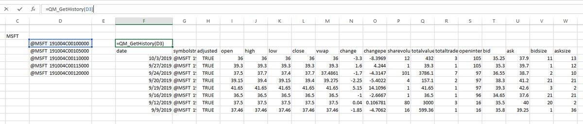 Historical Option Prices - MarketXLS