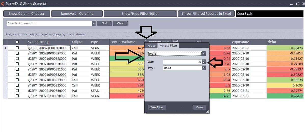 How To Find The Most Active Options (MarketxlsS Option Scanner) - MarketXLS
