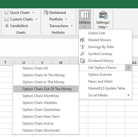 Option chain with calculated fields