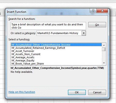 Fundamental Analysis of Stocks with MarketXLS functions