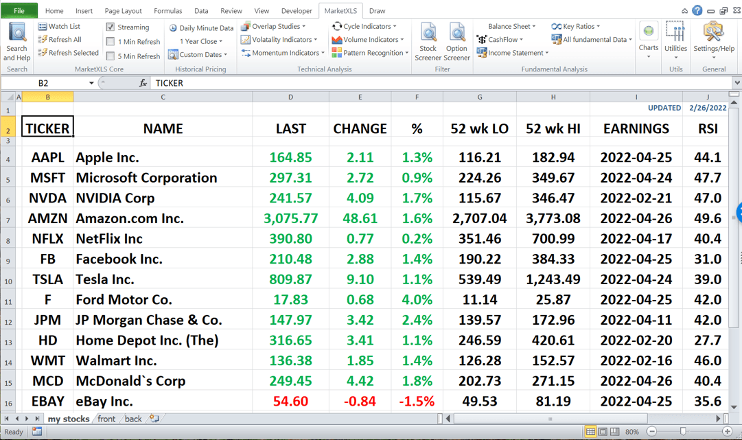 Excel Stock Tracking