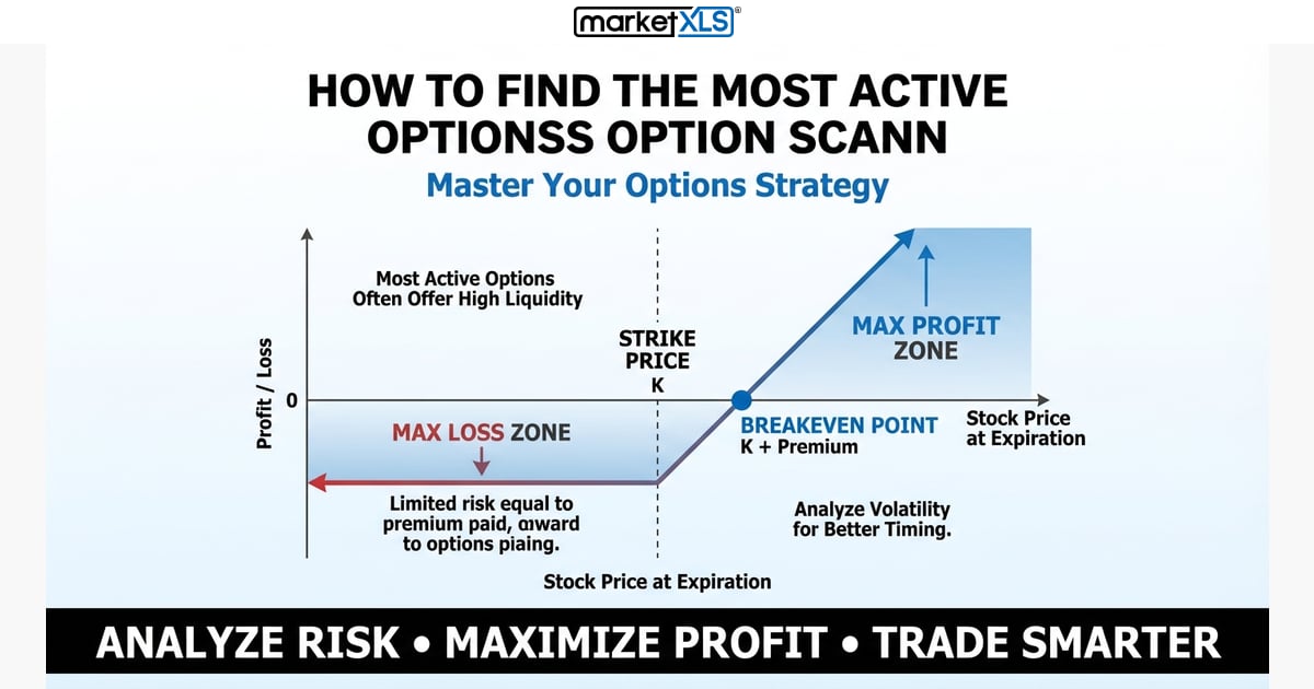 How To Find The Most Active Options S Option Scann - options strategy analysis and payoff diagram in Excel with MarketXLS