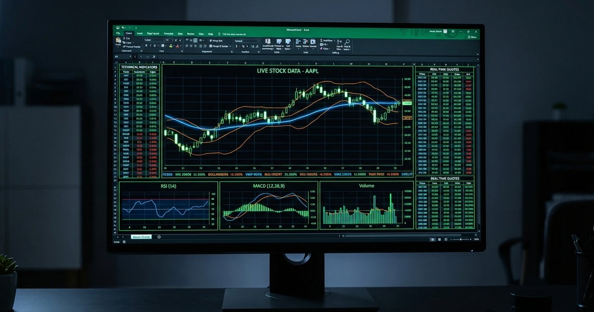 RTI real-time streaming technical indicators in Excel - MACD RSI VWAP Bollinger Bands live dashboard