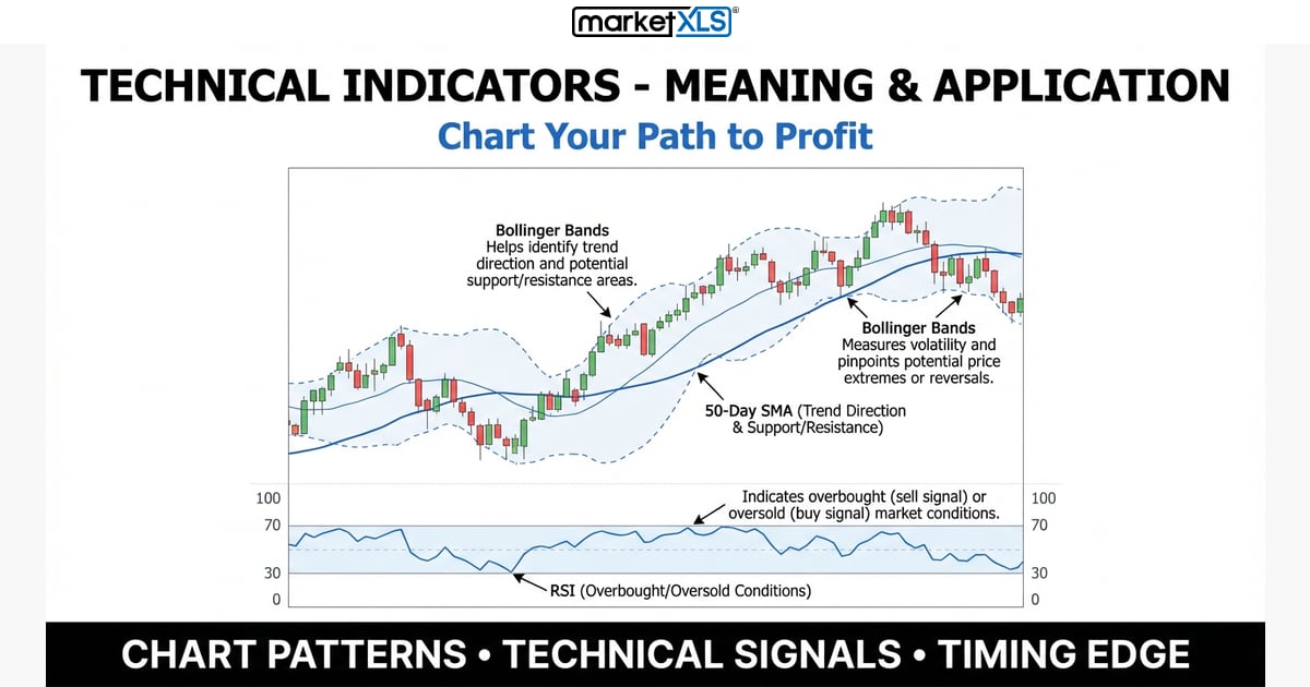 Technical Indicators - Meaning & Application - technical indicators and chart patterns in Excel with MarketXLS