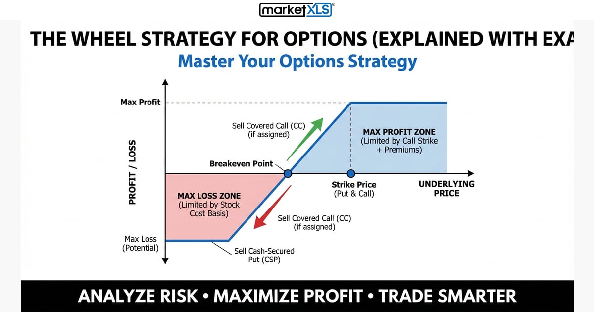 The Wheel Strategy For Options (Explained With Exa - options strategy analysis and payoff diagram in Excel with MarketXLS