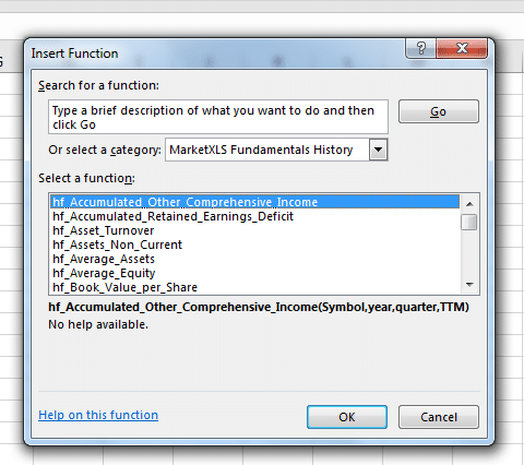 Insert function in Excel