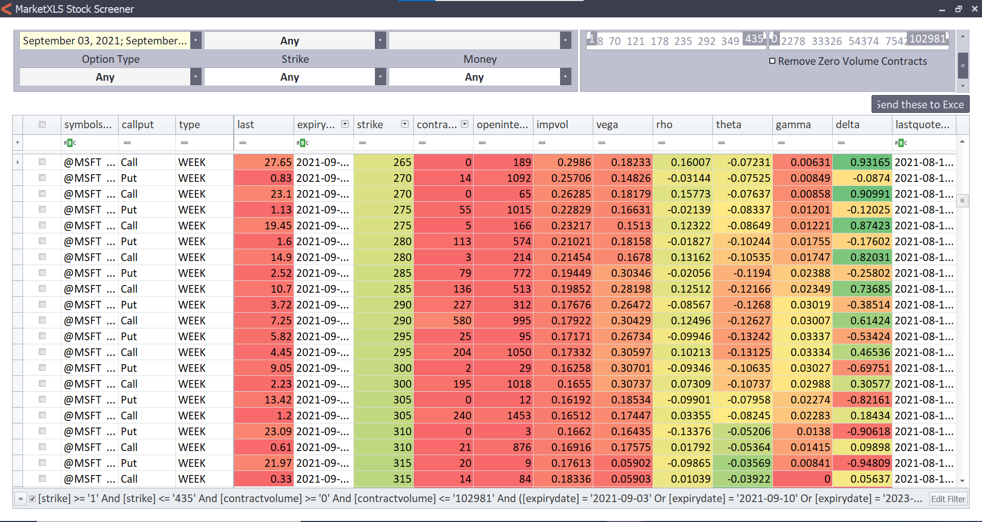 MarketXLS Stock Screener in Excel