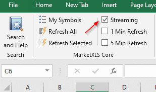 Streaming checkbox in excel