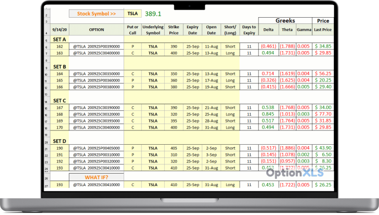 Real time Option pricing in Excel