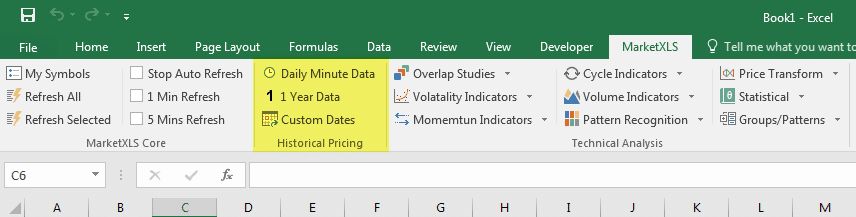 Historical data stock options