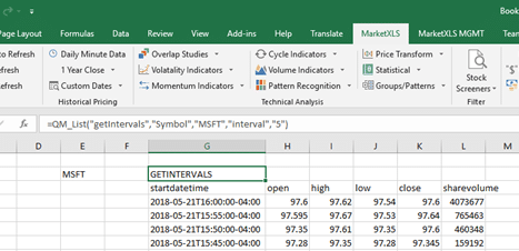 Thank You for your subscription to Quotemedia’s Market Data for MarketXLS platform