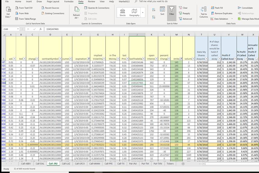 Using Marketxls To Find The Best Covered Call Option To Sell, Based On Your Situation