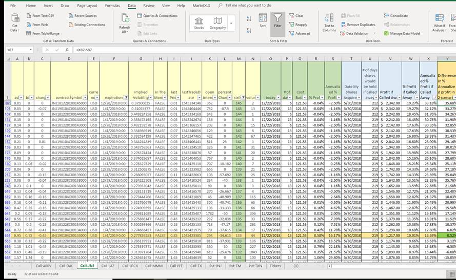 option trading excel