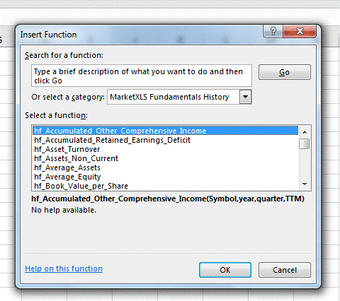 Fundamental Analysis of Stocks with MarketXLS functions