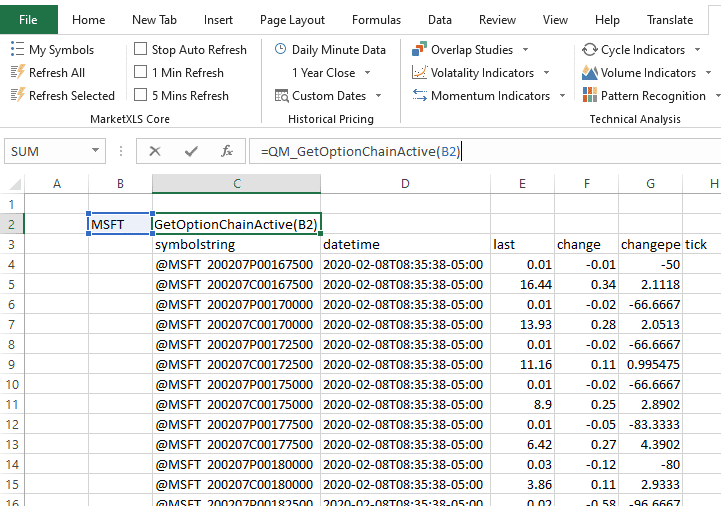 Options filtering