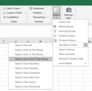 covered put instructions - get option chains from utilities of MarketXLS