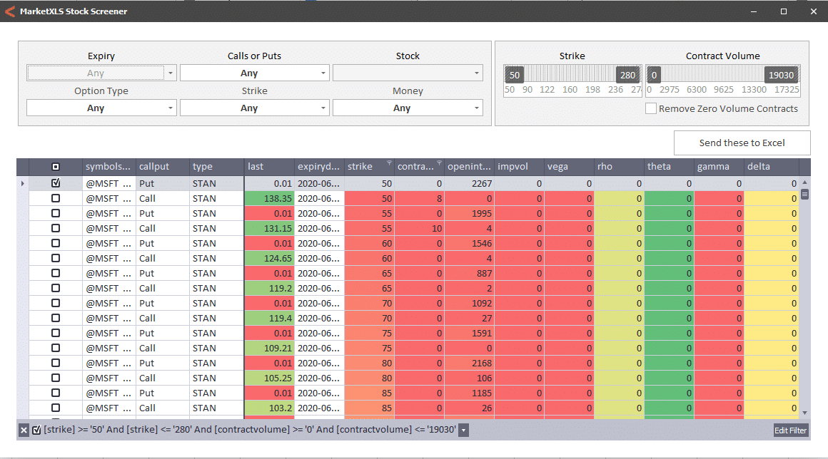 MarketXLS Stock Screener