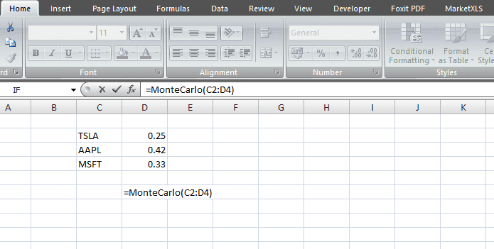 Monte Carlo Simulation Excel