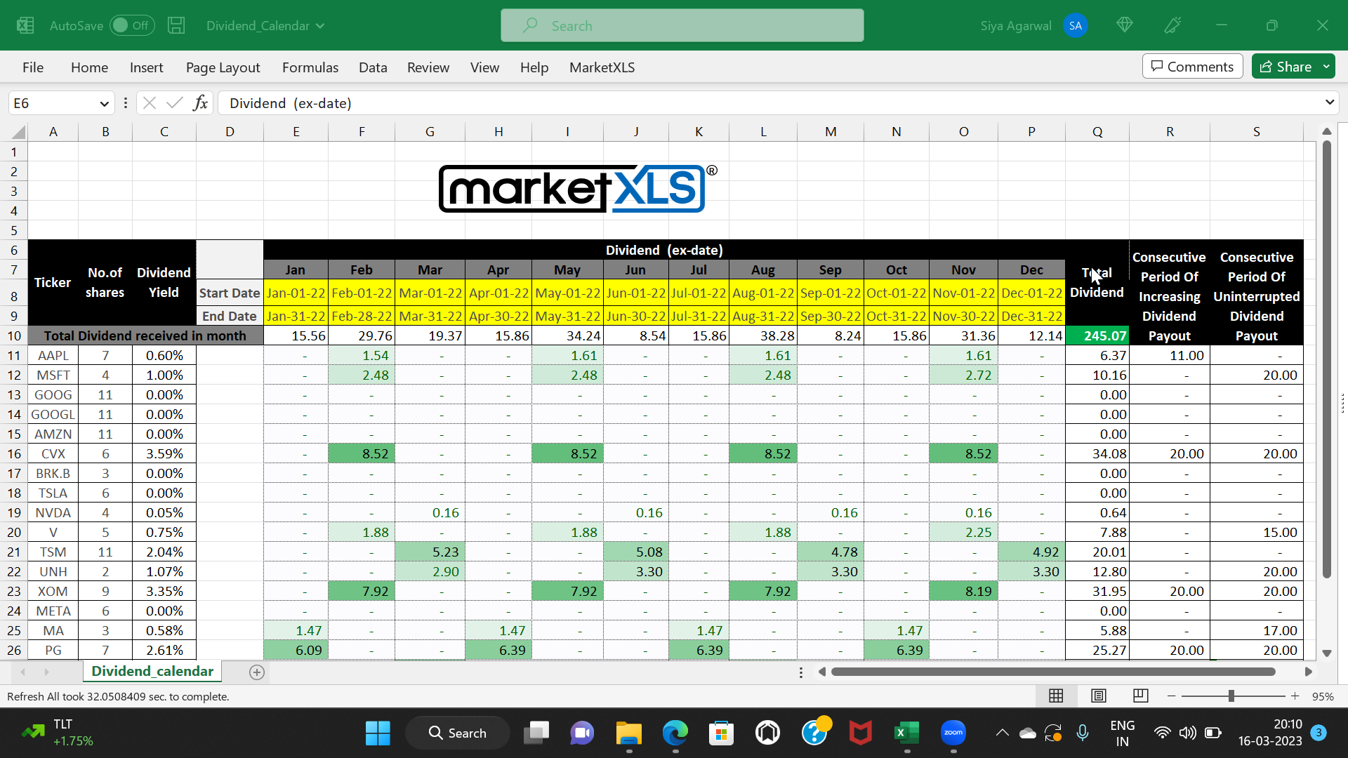 Use a Dividend Calendar Spreadsheet to Maximize Retirement Income